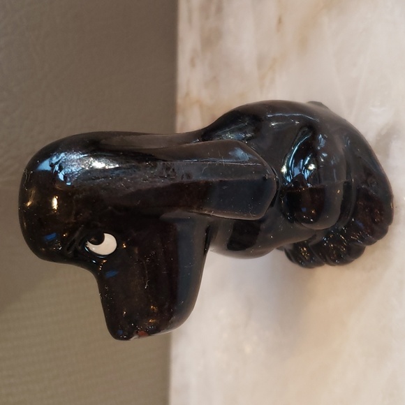 Vintage Hand painted  REDWARE Ceramic Clay Glazed Black Hound Dog Made in Japan - Picture 2 of 8